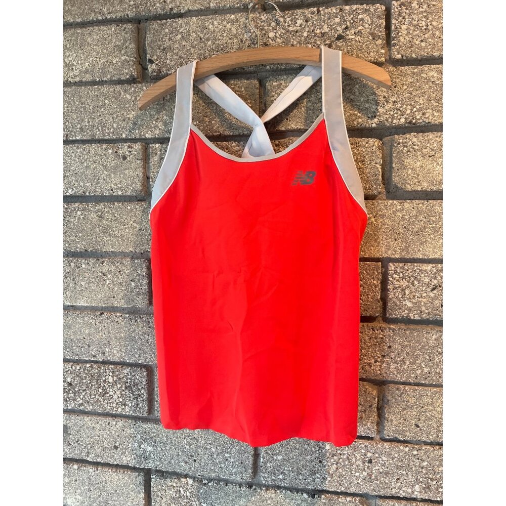 New Balance Womens Red & White Athletic Tank Top